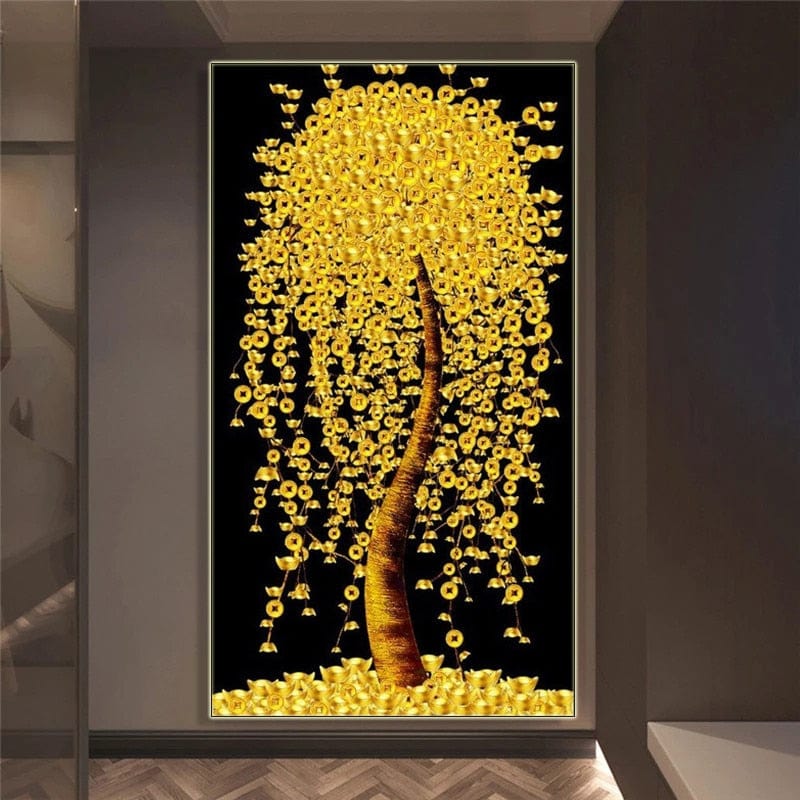 Premium Photo  Golden Tree of Life atop a Wealth of Coins A