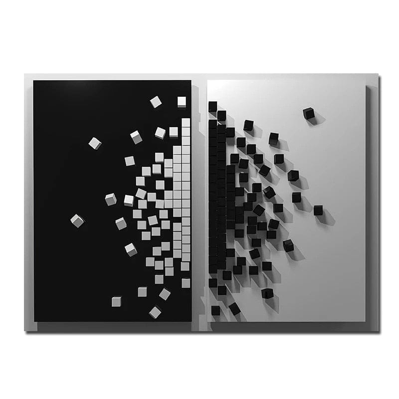 CloudShop Art Painting Canvas Print abstract-cubes-flow 120x170cm Canvas Frame Wrap - Ready to Hang 