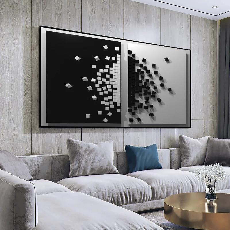 CloudShop Art Painting Canvas Print abstract-cubes-flow 40x60cm Canvas Frame Wrap - Ready to Hang 