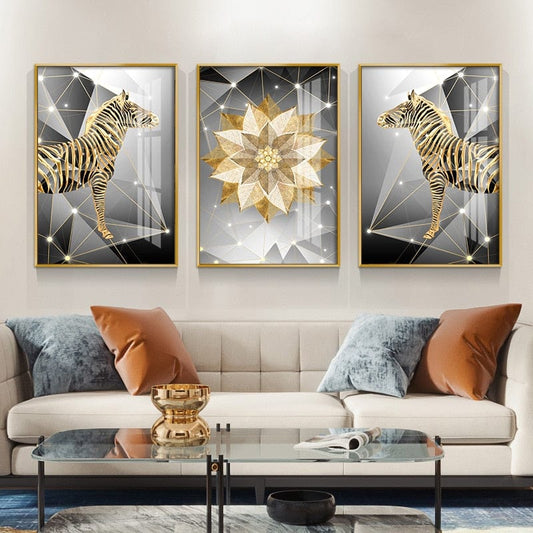 CloudShop Art Painting Canvas Print abstract-gold-zebras 30x40cm Gold Zebra Right Canvas Print - With Wrap Frame