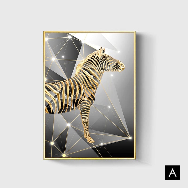 CloudShop Art Painting Canvas Print abstract-gold-zebras 40x60cm Gold Zebra Right Canvas Print - With Wrap Frame