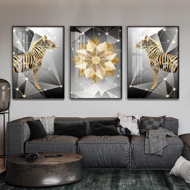 CloudShop Art Painting Canvas Print abstract-gold-zebras 30x40cm Gold Mandala Canvas Print - With Wrap Frame