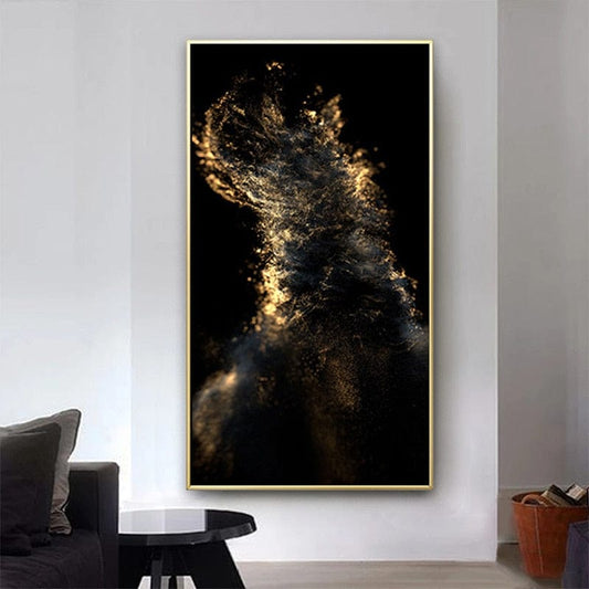 CloudShop Art Painting Canvas Print abstract-waves-of-gold 30x60cm Canvas Print - With Wrap Frame 