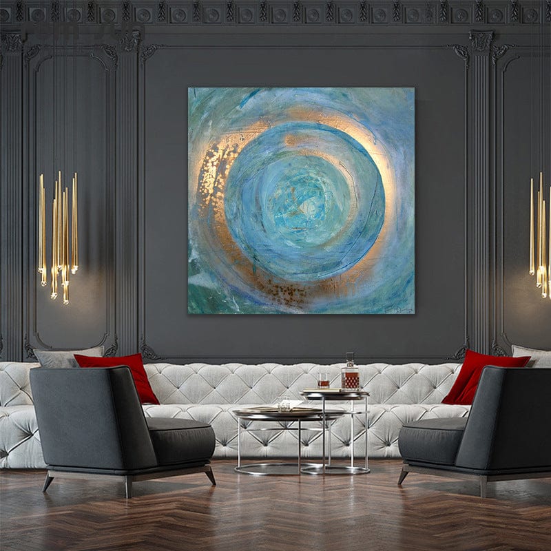 CloudShop Art Painting Canvas Print blue-scandinavian-abstract 120x120cm | 47x47 inches Canvas Print - With Wrap Frame 