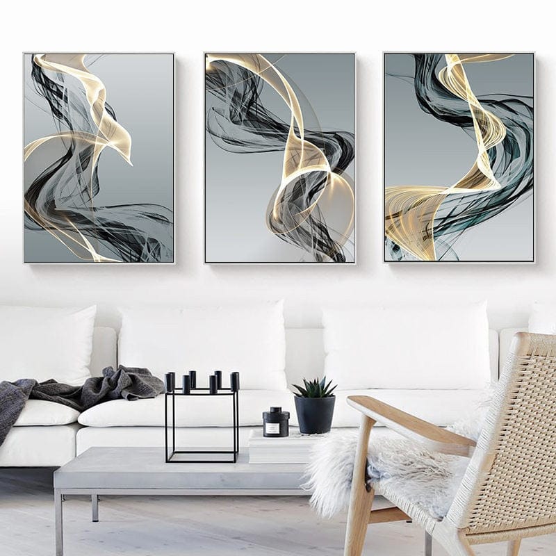 CloudShop Art Painting Canvas Print abstract-line-luxury 50x70cm Line A Canvas Frame Wrap - Ready to Hang