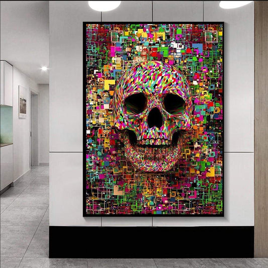 CloudShop Art Painting Canvas Print  50x70cm  abstract-skull-flower Canvas Frame Wrap - Ready to Hang