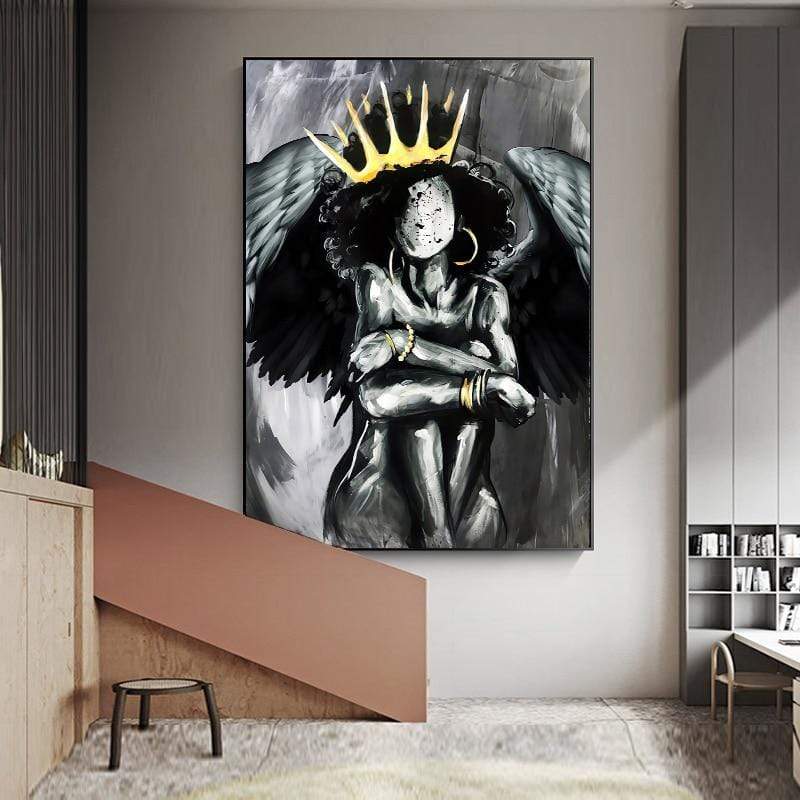 CloudShop Art Painting Canvas Print  50x70cm  africa-angel-queen Canvas Frame Wrap - Ready to Hang