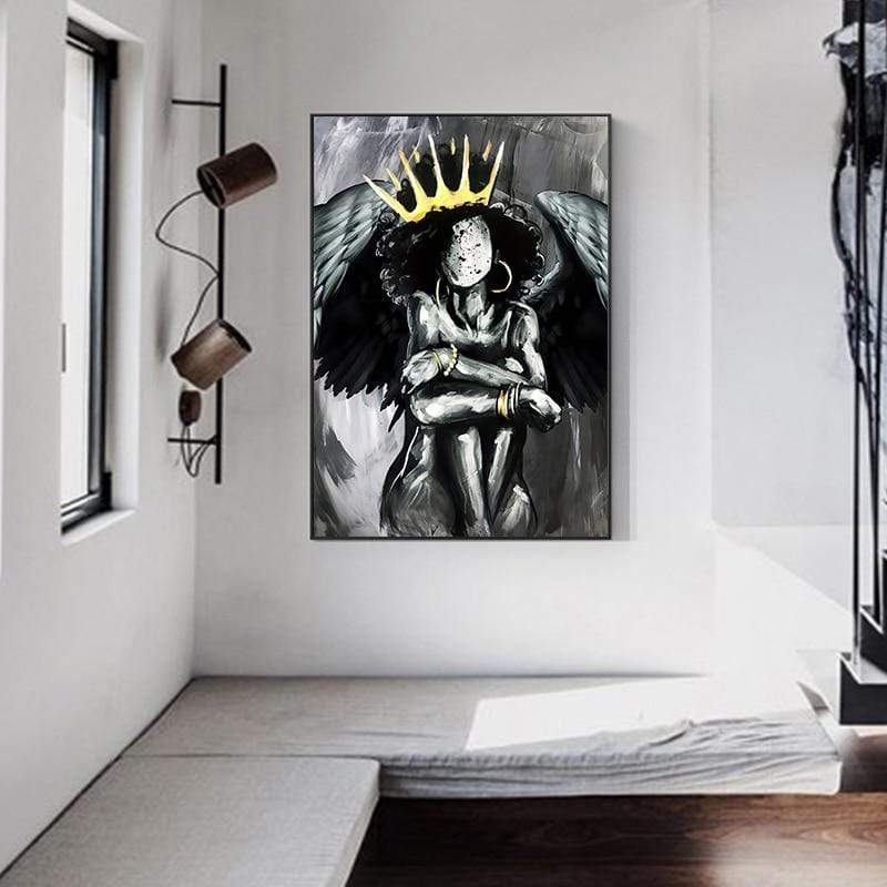 CloudShop Art Painting Canvas Print  70x100cm  africa-angel-queen Canvas Frame Wrap - Ready to Hang