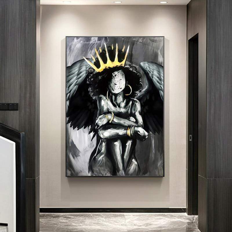CloudShop Art Painting Canvas Print  60x90cm  africa-angel-queen Canvas Frame Wrap - Ready to Hang