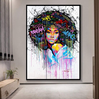 CloudShop Art Painting Canvas Print  50x75cm  afro-princess Canvas Frame Wrap - Ready to Hang