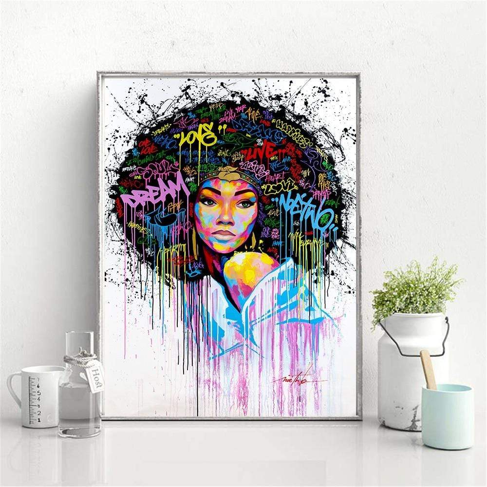 CloudShop Art Painting Canvas Print  70x100cm  afro-princess Canvas Frame Wrap - Ready to Hang