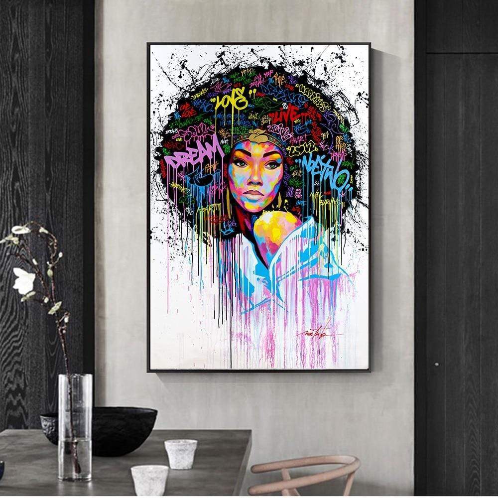 CloudShop Art Painting Canvas Print  100x150cm  afro-princess Canvas Frame Wrap - Ready to Hang