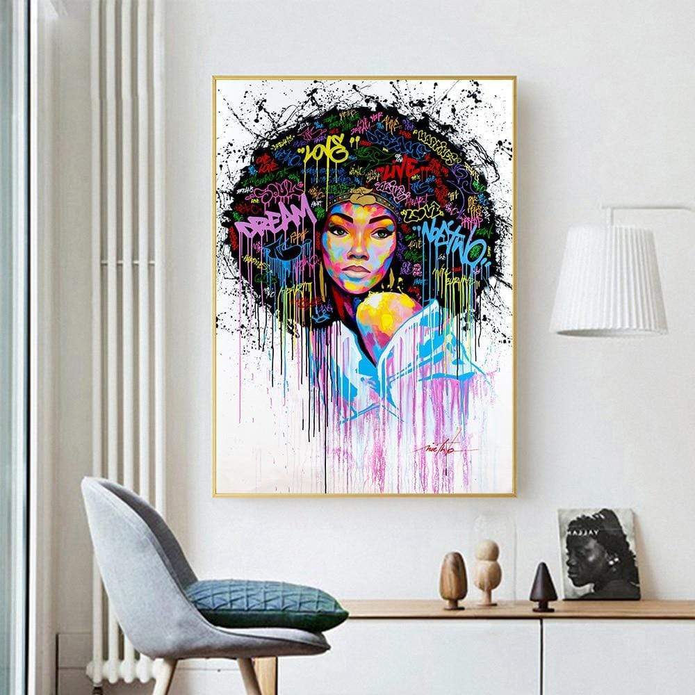 CloudShop Art Painting Canvas Print  60x90cm  afro-princess Canvas Frame Wrap - Ready to Hang