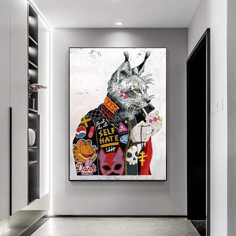 CloudShop Art Painting Canvas Print  50x70cm  bad-little-kitty Canvas Frame Wrap - Ready to Hang
