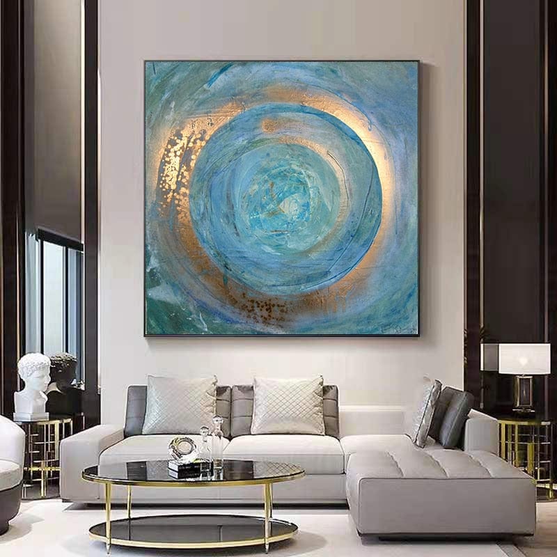 CloudShop Art Painting Canvas Print blue-scandinavian-abstract 40x40cm | 16x16 inches Canvas Print - With Wrap Frame 