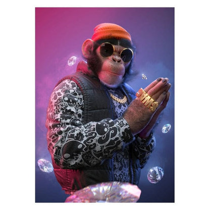 CloudShop Art Painting Canvas Print  110x160cm Thug cool-monkey-trouble Canvas Frame Wrap - Ready to Hang