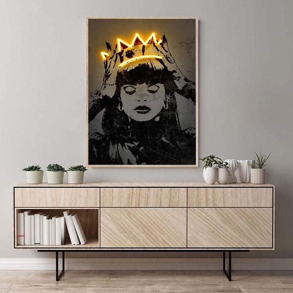 CloudShop Art Painting Canvas Print  70x100cm  crown-the-queen Canvas Frame Wrap - Ready to Hang
