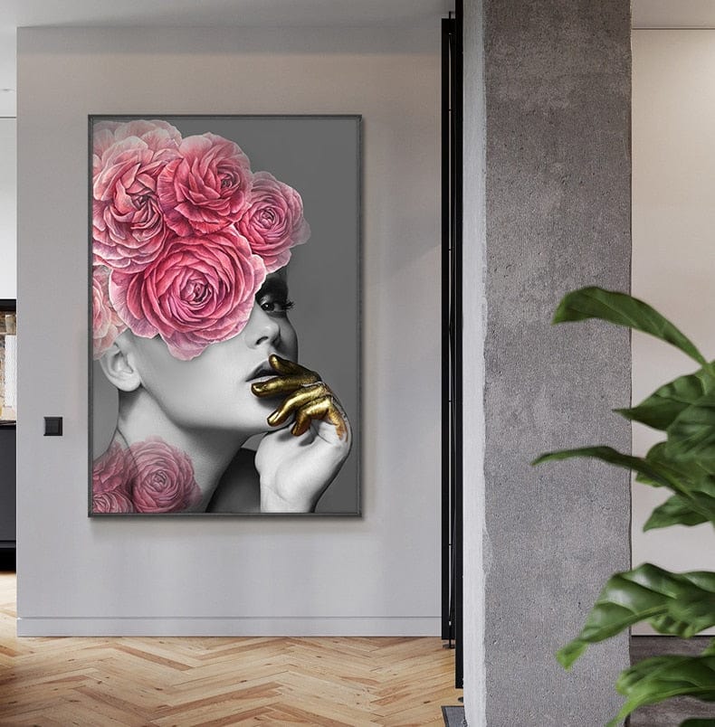 CloudShop Art Painting Canvas Print  40x60cm  flower-hair-woman Canvas Frame Wrap - Ready to Hang