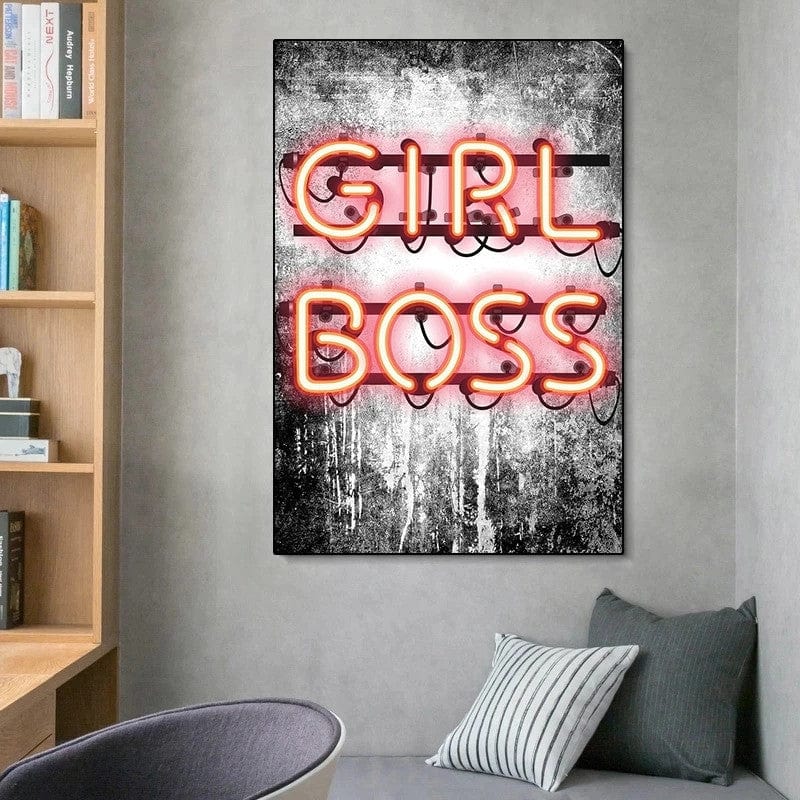 CloudShop Art Painting Canvas Print  60x90cm  girl-boss Canvas Frame Wrap - Ready to Hang