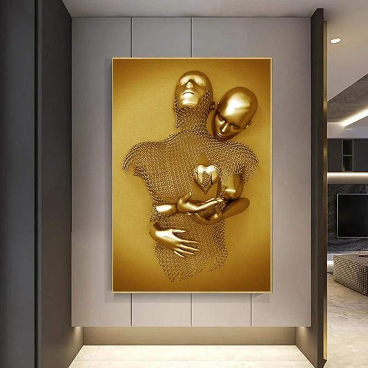 CloudShop Art Painting Canvas Print  50x70cm A golden-couple-lovers Canvas Frame Wrap - Ready to Hang