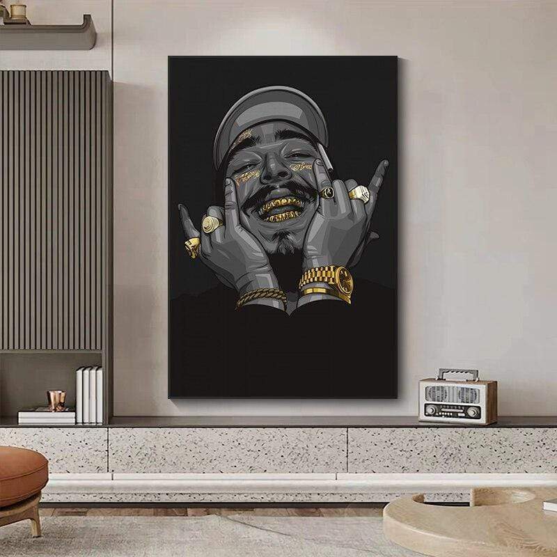 CloudShop Art Painting Canvas Print  60x90cm  golden-post-malone Canvas Frame Wrap - Ready to Hang
