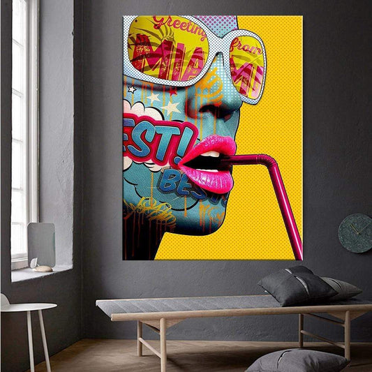 CloudShop Art Painting Canvas Print  50x75cm  greetings-from-miami Canvas Frame Wrap - Ready to Hang