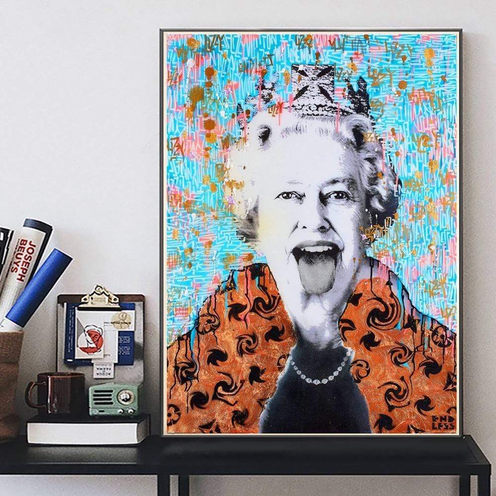 CloudShop Art Painting Canvas Print  60x80cm  haha-british-queen Canvas Frame Wrap - Ready to Hang
