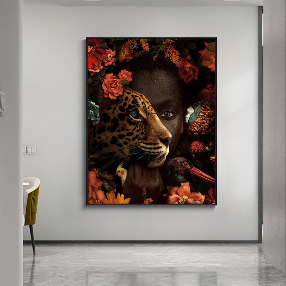 CloudShop Art Painting Canvas Print  70x100cm  half-woman-half-tiger Canvas Frame Wrap - Ready to Hang