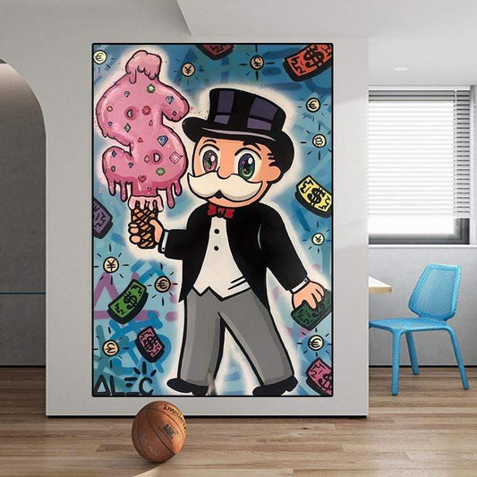 CloudShop Art Painting Canvas Print  60x80cm  ice-cream-dollars Canvas Frame Wrap - Ready to Hang