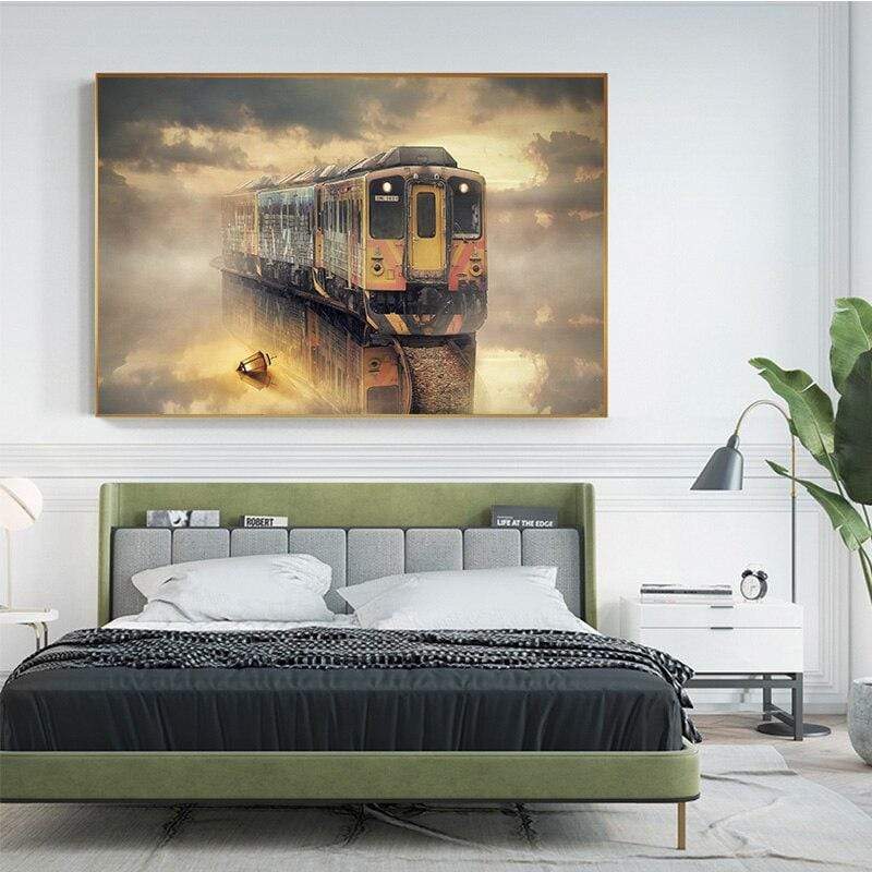 CloudShop Art Painting Canvas Print  50x75cm  lone-nordic-train Canvas Frame Wrap - Ready to Hang