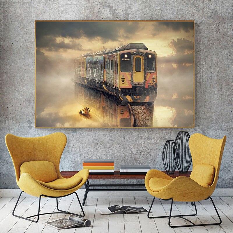 CloudShop Art Painting Canvas Print  60x90cm  lone-nordic-train Canvas Frame Wrap - Ready to Hang