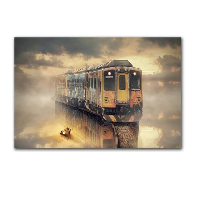CloudShop Art Painting Canvas Print  120x170cm  lone-nordic-train Canvas Frame Wrap - Ready to Hang