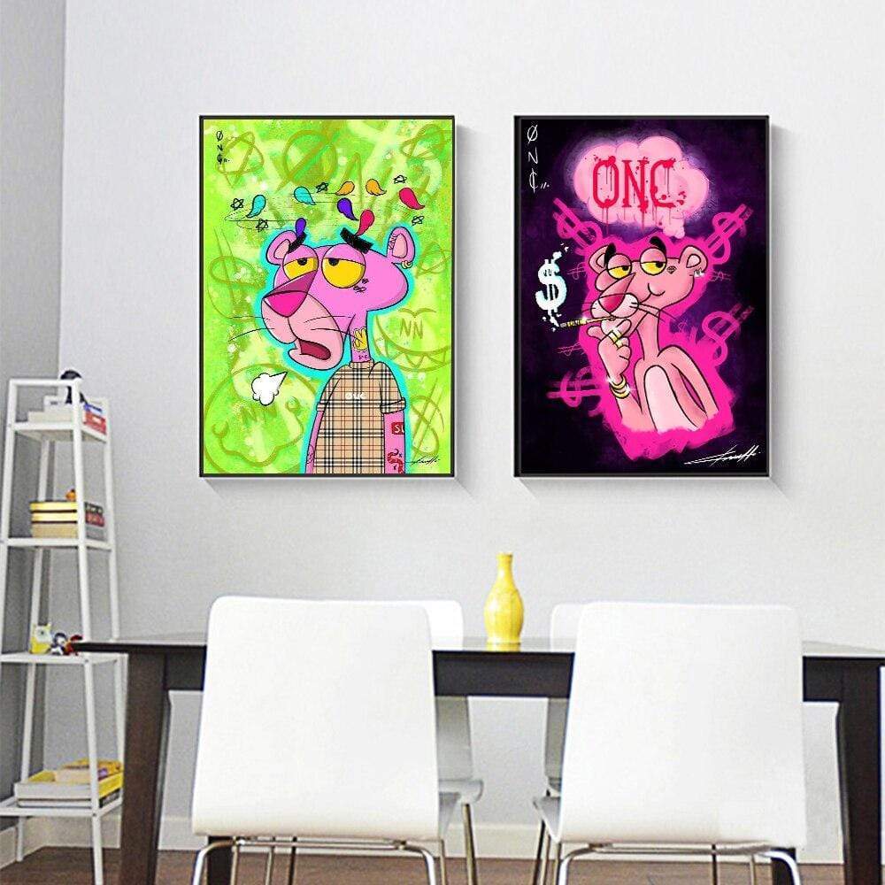 CloudShop Art Painting Canvas Print  50x70cm Huh? love-the-pink-panther Canvas Frame Wrap - Ready to Hang