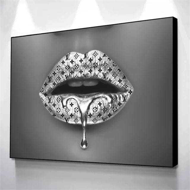 LV Lips' Framed Graphic Art Print East Urban Home Size: 63 cm H x