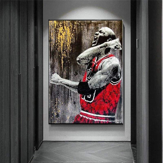 CloudShop Art Painting Canvas Print  50x75cm  mj-basketballs-legend Canvas Frame Wrap - Ready to Hang