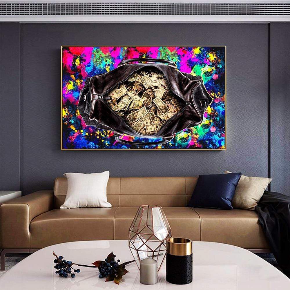 CloudShop Art Painting Canvas Print  70x100cm  money-duffle-bag Canvas Frame Wrap - Ready to Hang
