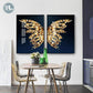 CloudShop Art Painting Canvas Print  50x70cm Right wing nordic-golden-butterfly Canvas Frame Wrap - Ready to Hang