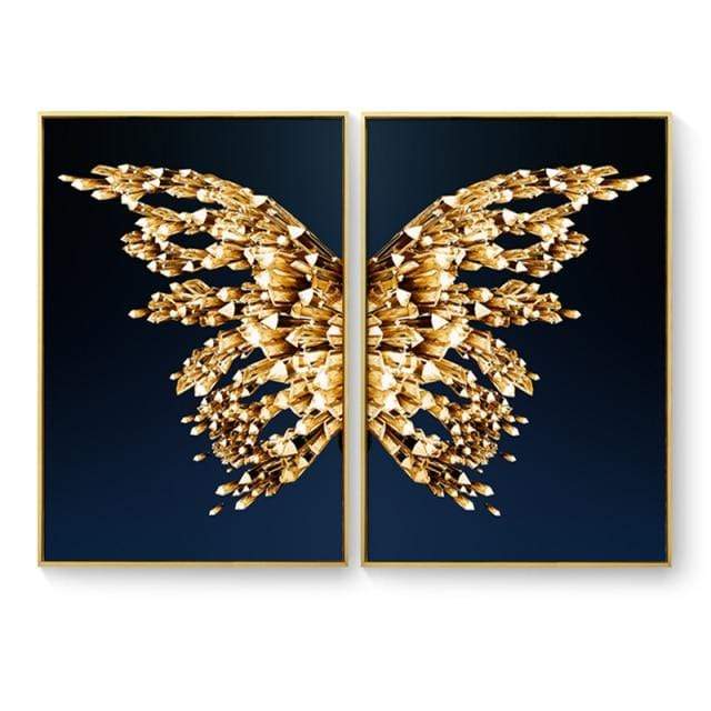 CloudShop Art Painting Canvas Print  60x80cm A pair of wings nordic-golden-butterfly Canvas Frame Wrap - Ready to Hang