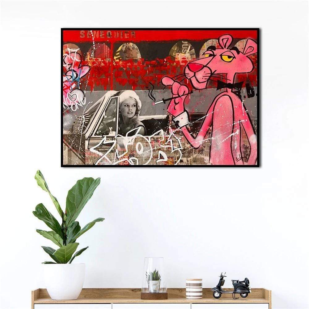 CloudShop Art Painting Canvas Print  50x75cm  pink-artist-panther Canvas Frame Wrap - Ready to Hang