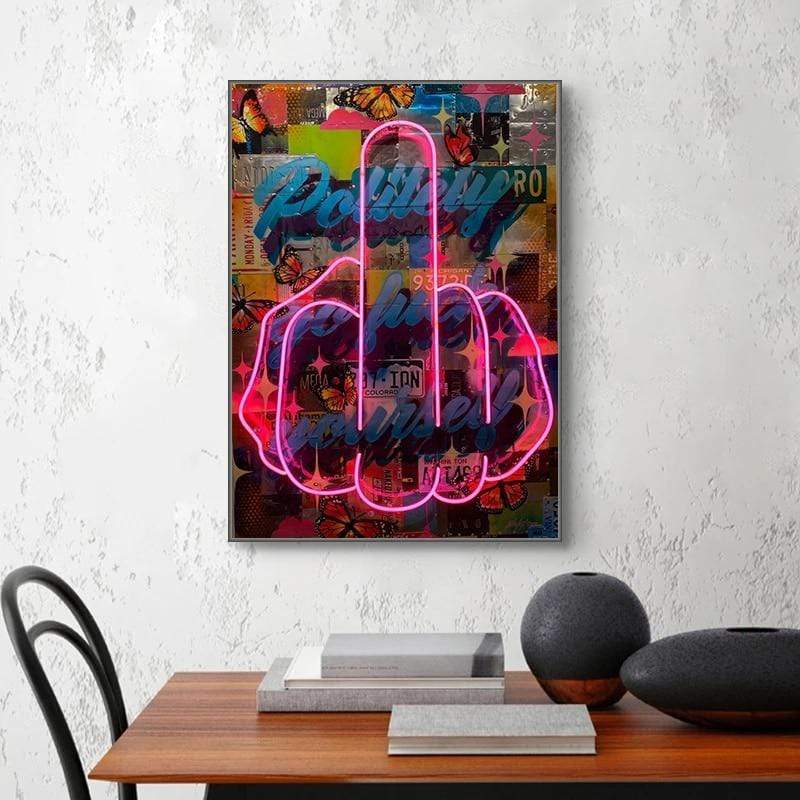 CloudShop Art Painting Canvas Print  70x100cm  politely-f-yourself Canvas Frame Wrap - Ready to Hang