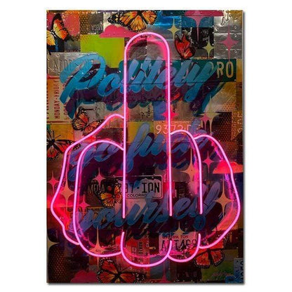 CloudShop Art Painting Canvas Print  120x170cm  politely-f-yourself Canvas Frame Wrap - Ready to Hang