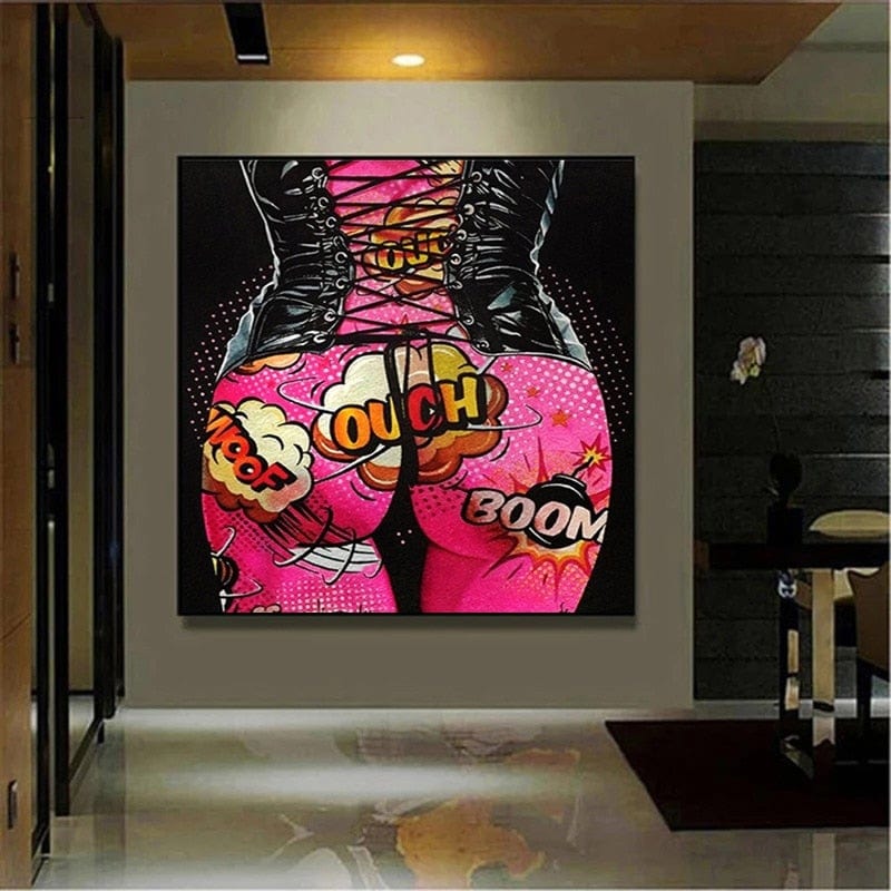 CloudShop Art Painting Canvas Print  50x50cm The Red pop-the-booties Canvas Frame Wrap - Ready to Hang