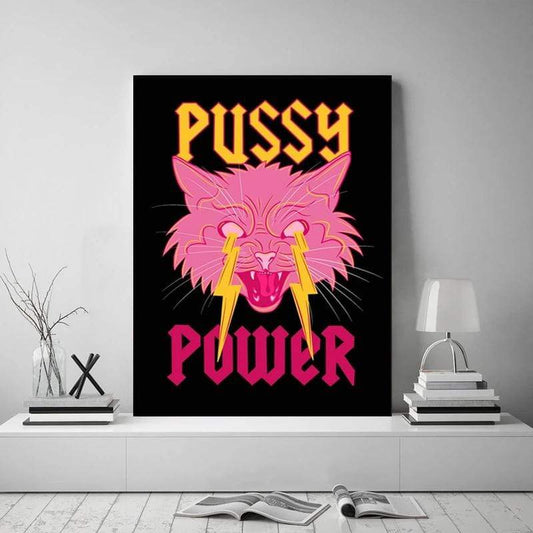 CloudShop Art Painting Canvas Print  50x70cm  pussy-power Canvas Frame Wrap - Ready to Hang