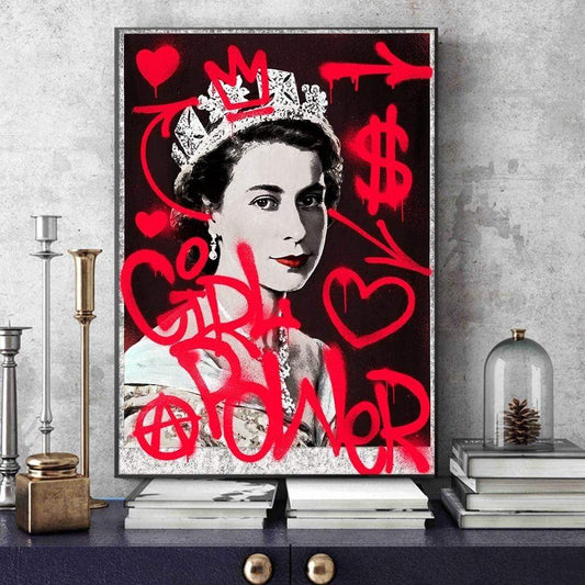 CloudShop Art Painting Canvas Print  50x75cm  queen-girl-power Canvas Frame Wrap - Ready to Hang