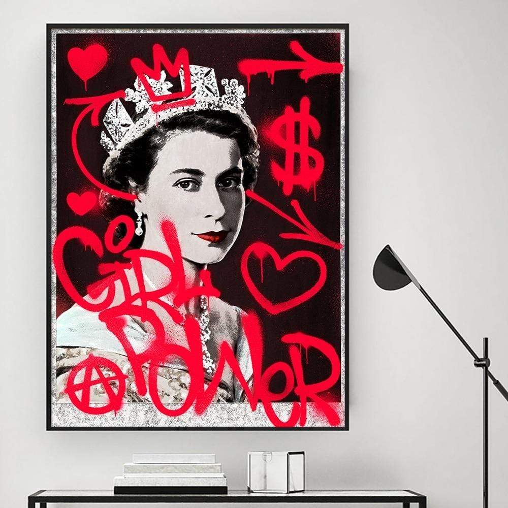 CloudShop Art Painting Canvas Print  60x90cm  queen-girl-power Canvas Frame Wrap - Ready to Hang