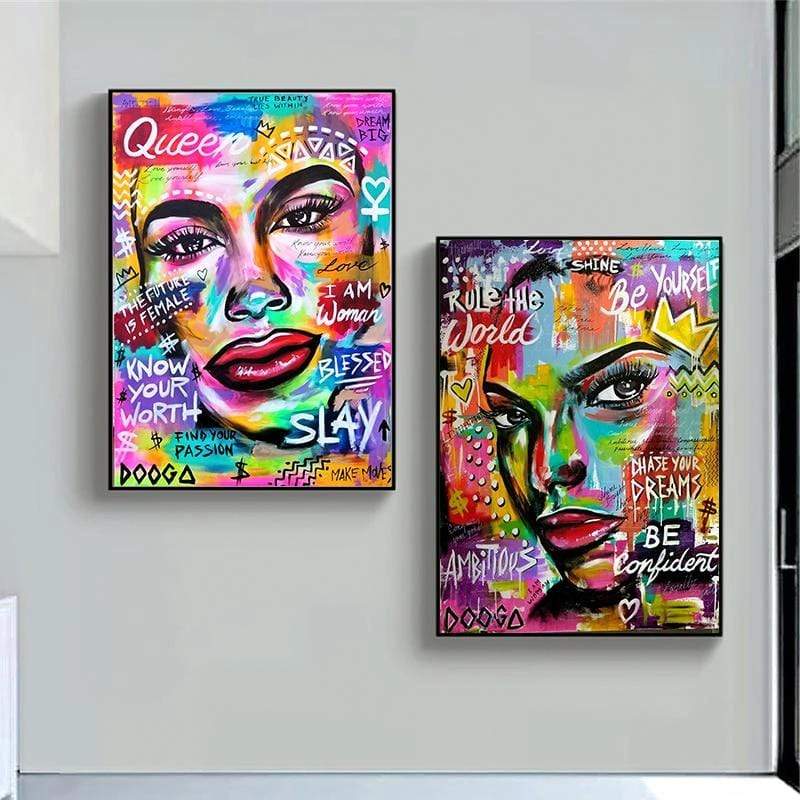 CloudShop Art Painting Canvas Print  50x70cm Rule The World queens-passion-power Canvas Frame Wrap - Ready to Hang