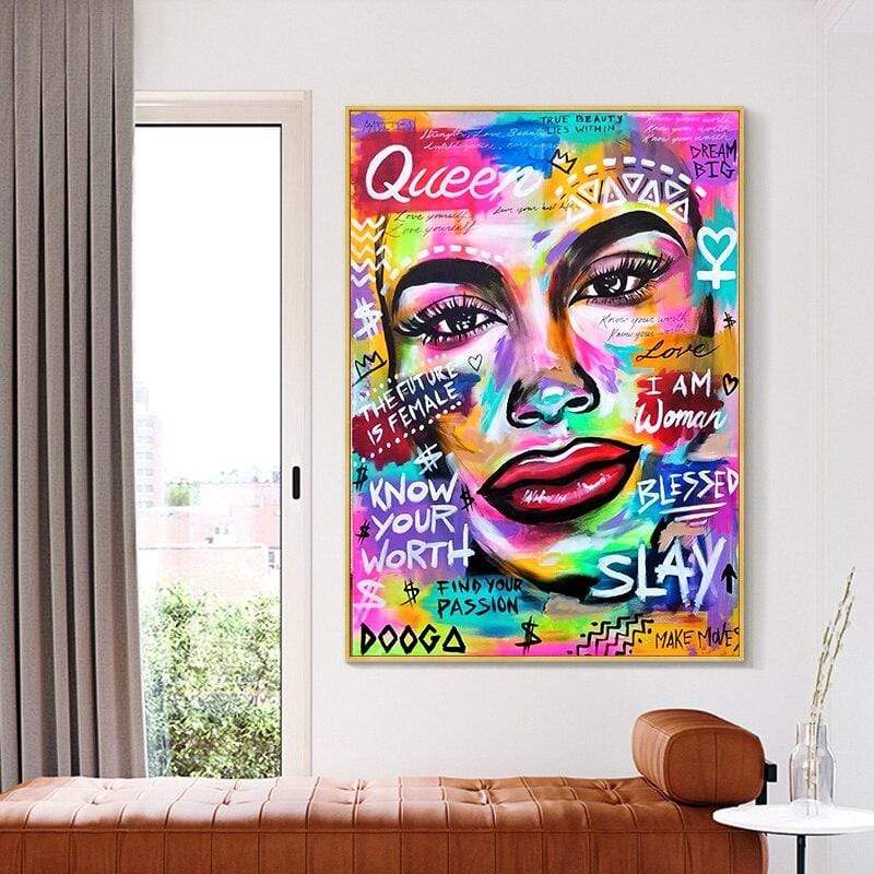CloudShop Art Painting Canvas Print  50x70cm Know Your Worth queens-passion-power Canvas Frame Wrap - Ready to Hang