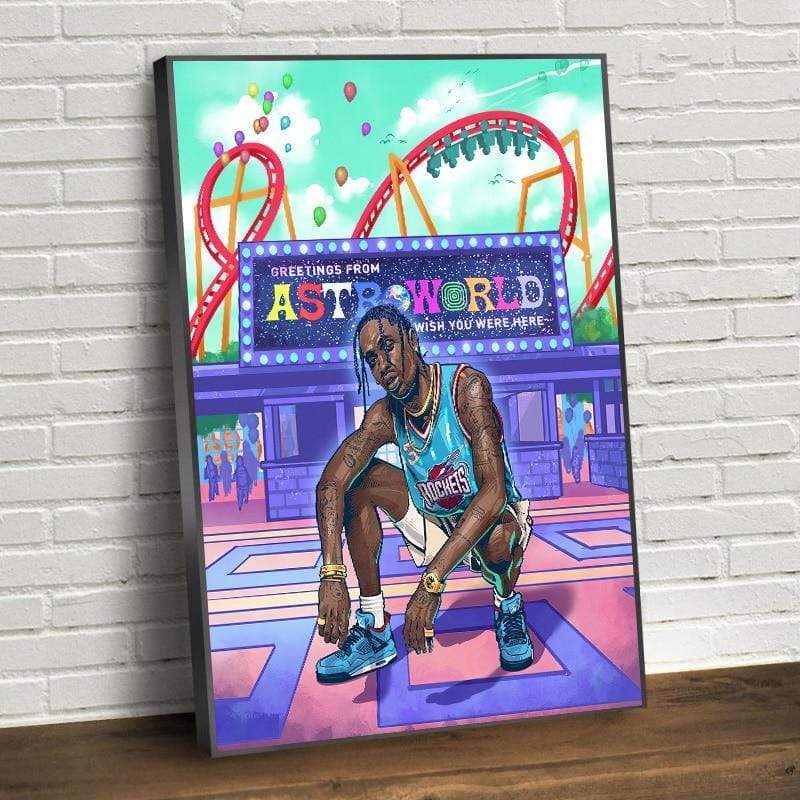 CloudShop Art Painting Canvas Print  50x75cm AstroWorld rapper-travis-scott Canvas Frame Wrap - Ready to Hang