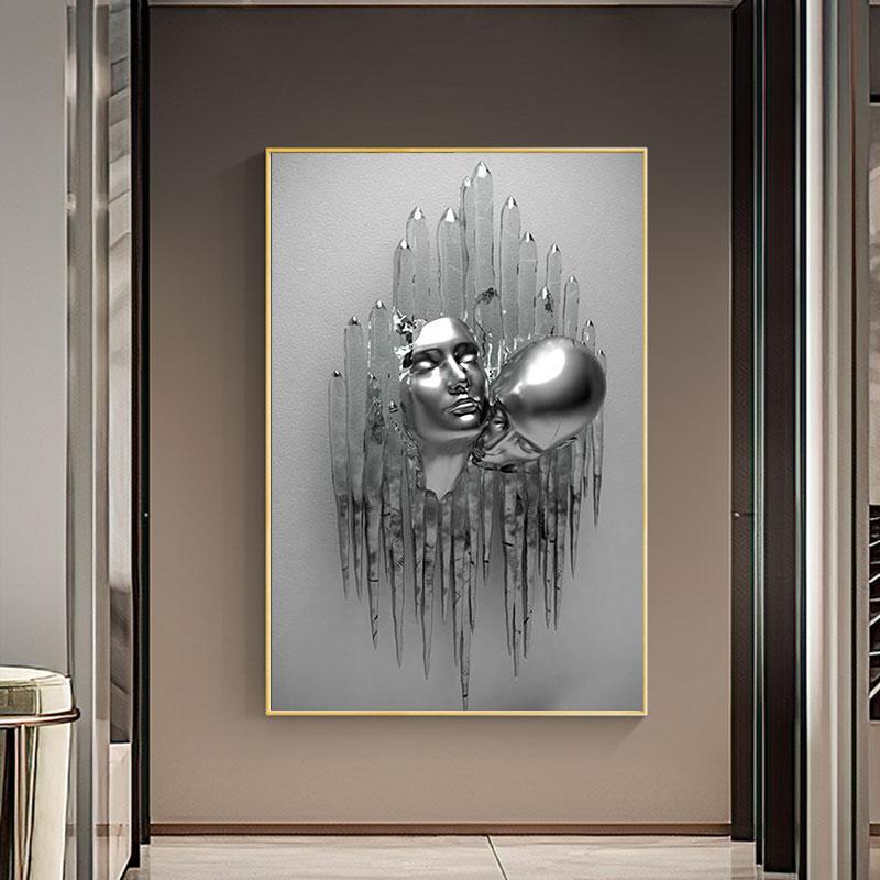 CloudShop Art Painting Canvas Print  60x90cm  lovers-metal-sculpture Canvas Frame Wrap - Ready to Hang
