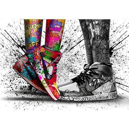 CloudShop Art Painting Canvas Print  100x150cm  sneakers-couple-love Canvas Frame Wrap - Ready to Hang